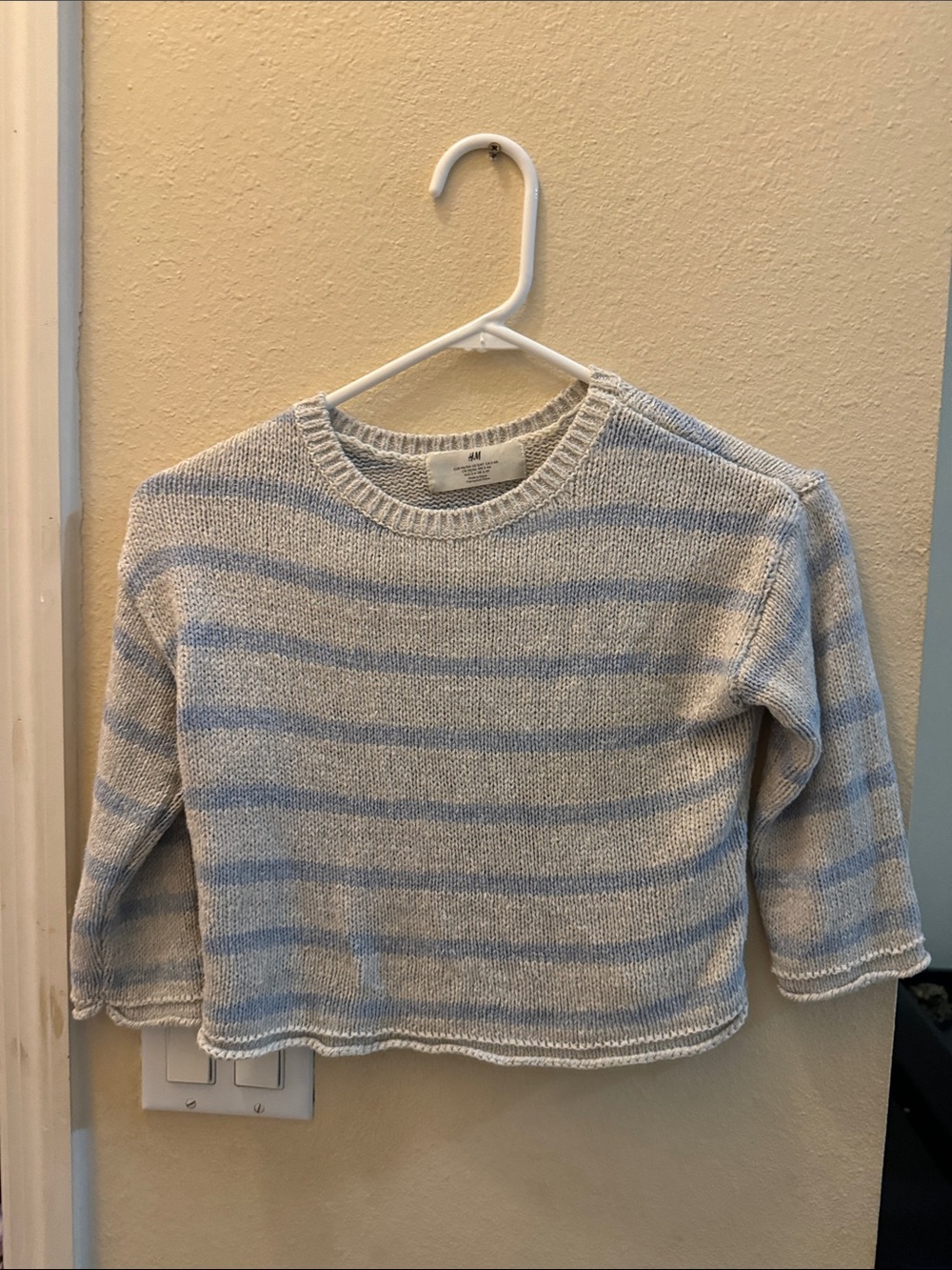 H&M Striped Crewneck Sweater in Light Blue and Cream